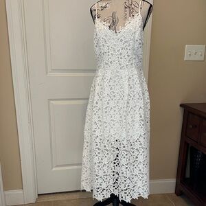 Astr White Lace Midi Dress